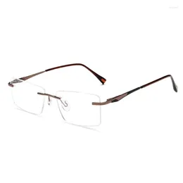 Sunglasses Vazrobe Coffee Rimless Men Eyeglasses Frame Women Unisex Myopic Glasses Female Prescription Spectacles For Optical Lens