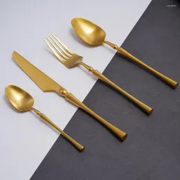 أدوات المائدة مجموعات ذهبية الأسرة مجموعة فلاتس الشوكات الفولاذ المقاوم للصدأ سكاكين ملاعق أدوات المائدة المائدة المتطورة