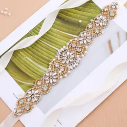 Wedding Sashes NZUK Silver Gold/Rose Gold Bride Beaded Belt Hand-made Rhinestone Dress For Bridal Bridesmaid Dresses Accessories