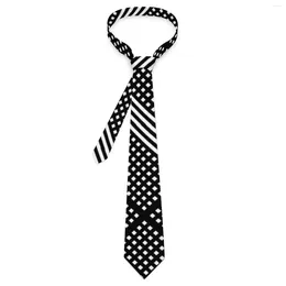 Bow Ties Men's Tie Black White Striped Neck Abstract Geometric Elegant Collar Graphic Cosplay Party Quality Necktie Accessories