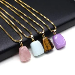 Pendant Necklaces Fine Natural Stone Necklace Polished Semi-Precious Pink Quartz High Quality For Women Jewelry Party Gifts