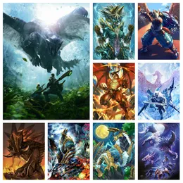 Stitch Diy Monster Hunter Målning Full Diamond Craft Wall Art Classic Game Picture Mosaic Cross Stitch Brodery Handmade Home Decor