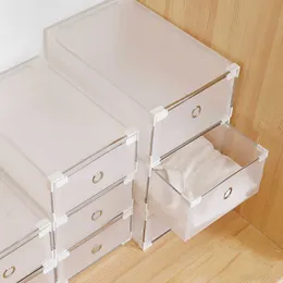 es Bins Drawer Storage Set Transparent Closet Organizer Box Home Plastic Foldable Case Dustproof Shelf Stack Shoesbox W0428