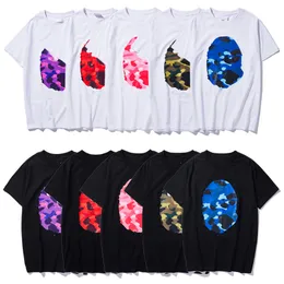 Mens camiseta designer t camisetas femininas tshirts tee gráfico roupas roupas de tubarão camiseta algodão camuflagem zip impressão camufla