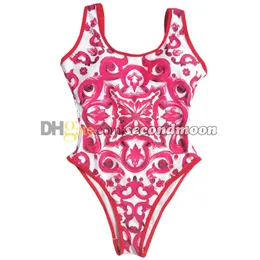 Mulheres respirável sem costas roupa de banho primavera quente designer impressão maiô uma peça beachwear