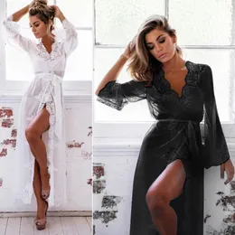 Sexy Pyjamas Pron Pyjamas Damen Pyjamas Kleid Mesh Spitze Dessous sexy lange Robe Babydoll charmante langärmelige erotische Pyjamas 231128