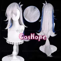 Trajes de anime fontaine neuvillette peruca cosplay prata branco azul peruca cosplay anime perucas sintéticas resistentes ao calor zln231128