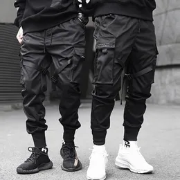 Pantaloni LACIBLE Pantaloni cargo Hip Hop Nastri Uomo Nero Streetwear Harajuku Techwear Pantaloni tattici Pantaloni Harem Pantaloni sportivi Punk