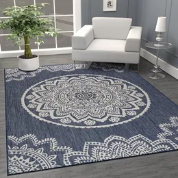 Teppich für den Innen- und Außenbereich, 12,7 x 17,8 cm, blaue Medaillon-Teppiche