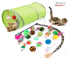 21pcsset Cats Toy Cat Tunnels With Cat Teaser Indoor Foldable Cat Tent Drill Hole Game Pipe Pets Supplies Kitten Puppy Toys Gadge1928355