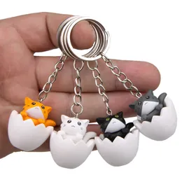 Sevimli anahtarlıklar küçük yumurta kabuğu kedi anahtar yüzüğü kadınlar için erkekler kawaii kedicik araba anahtarları anahtarlık biblo çantası kolye anahtarlık hediye karikatür hayvan tasarım mücevher aksesuarları