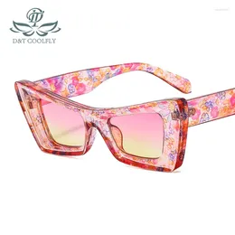 Sunglasses D&T 2023 Fashion Cat Eye Women Men Vintage Brand Designer Gradients Lens Luxury Leopard Frame Sun Glasses UV400