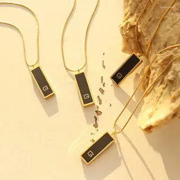 Anhänger-Halsketten, 18 Karat vergoldeter Edelstahl, rechteckiger Anfangsbuchstabe G, für Frauen und Mädchen