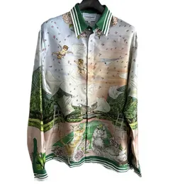 24SS New Casablanca Designer Fashion Classic camicia casual in seta da uomo e da donna Fantasy Top Tennis Cat Print Lazy Little Fragrance Camicia allentata CASABLANCA