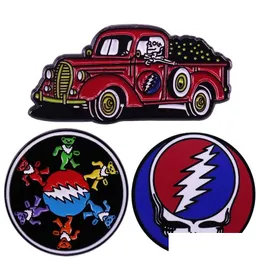 Cartoon Accessories Gratef Dead Jerry Bear Rock Music Brooch Enamel Pin Brooches Metal Badges Lapel Pins Denim Jacket Jewelry Accessor Dhjce