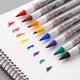 12PCSWATERCOLOR BRUSHパーマネントダブルヘッドブラックブルーレッドパープルグラフィティマーカーペン