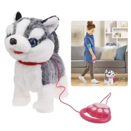 Рождественские игрушки, поводок, электрическая прогулочная собака, имитация пения щенка, лай, плюшевый детский зоб, обучающий подарок для малышей 231128