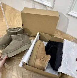 Diseñador Clásico Ultra Botas Botas de nieve Plataforma Piel Piel de oveja Castaño de Tasmania Arena Mostaza Semilla Beige Madera flotante Tobillo de invierno australiano Zapatos de alta calidad