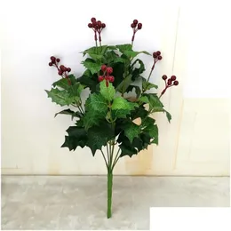 Decorazioni natalizie Simation Leaf 9 Fork Fruit Wedding Decorazione floreale artificiale per interni Art 231018 Consegna a goccia Giardino domestico Fe Dh6Xl