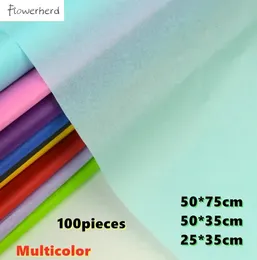 ورقة التغليف 100pack/Lot 50x70cm DIY الأنسجة الورقية الورقية ملابس التعبئة زهرة باقة الالتفاف ورقة التعبئة والتغليف ورقة سجل 231127