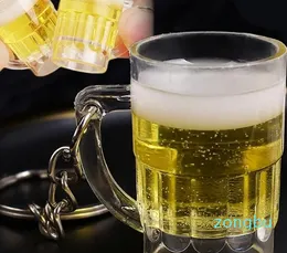 Keychains Simulation Beer Mug Creative Acrylic Mini Drinking Keyring Funny Party Friends Gift Car Bag Pendants