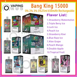 Original Bang King 15K Puff Disposable E Cigarett 25 ml Förfylld POD 650mAh Batterimesh Spole 0% 2% 3% 5% Level 10 Flavors Puff 15K Vape