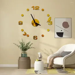 Väggklockor 2023 Lysande multistyle DIY -klocka akrylspegel klistermärken Frameless Mute Round Watch Home Decor trendigt