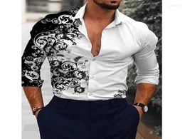 Männer Übergroße Totem Print Shirts Langarm Tops Herbst Fashion Club Strickjacke Blusen4648687