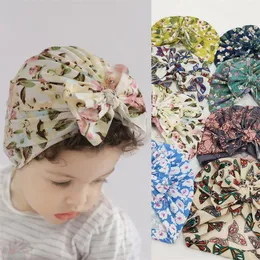 Neue Baby Hut Neugeborenen Kinder Warme Fetal Hut Floral Gedruckt Bowknot Baby Turban Hut Caps Kinder Kopfbedeckungen Haar Zubehör