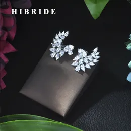 عشيق Hibride الفاخرة Marquise Cluster Flower Shape Cubic Zirconia Quaring Stud for Brides Wedding Jewelry E225 231128