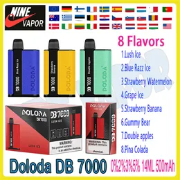Autentica sigaretta elettronica usa e getta Doloda DB7000 Puff 14ml Pod mesh Coli 500mAh batteria ricaricabile 0% 2% 3% 5% penna Vape