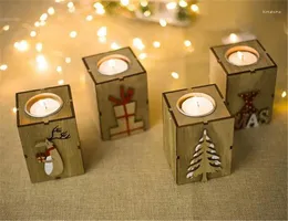 Christmas Decorations 30pcs Wood Candle Holder Candlestick Table Lamp For Tea Light Decoration