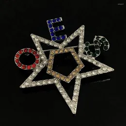 Brooches The Order Of Eastern Star Custom Sticker Metal Silver Color Pin Pearl Rhinestone VOTE OES Brooch Jewelry