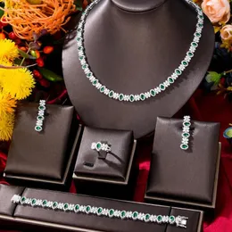 Collana Orecchini Set GODKI Marca Sweet Shiny Luxury Gorgeous Green CZ Jewelry Women Wedding Sparkly Accessories