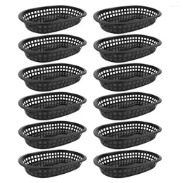 Dinnerware Sets 12 Pcs Cookie Container Fruit Serving Bowl Vegetable Tray Oval Basket Fry Snack Plastic Lining French Fries Hamburger