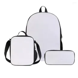 Sacos escolares 3pcs para impressão de sublimação personalizada saco em branco mochila lancheira lápis estudantes