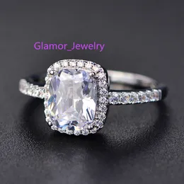 Sterling Sier Moissanite Certificado Anel de Casamento de Diamante para Mulheres Noivado Quadrado Colorido Pedra Preciosa Zircão Anéis de Moda