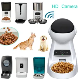 Alimentador automático inteligente para animais de estimação, câmera hd, dispensador de comida, wi-fi, temporizador, aplicativo gravador de voz, tigela de comida automática