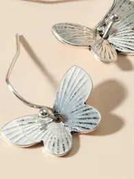 Dangle Earrings Retro Creativity Carved Butterfly Vintage Jewelry Antique Silver Color Metal Personality