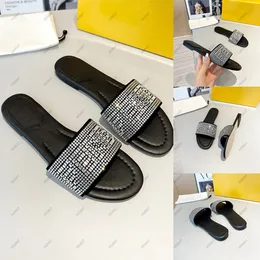 デザイナーの女性サンダルスリッパスパンコールカラーダイヤモンド装飾革素材fメタルマテリアルロゴファッションカジュアルシューズビーチサンダルボックスとダストバッグ