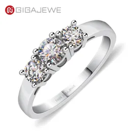 Anéis de casamento GIGAJEWE Total 1 0ct 4 5mm 2X4 0mm Corte Redondo D VVS1 925 Anel de Prata Teste de Diamante Passado Namorada Mulheres Presente 231127