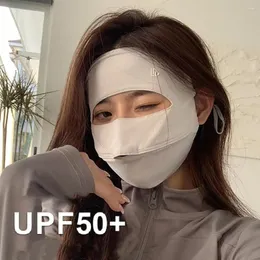 Bandanas färg sommar solskyddsmedel slöja UV -skyddsvandring för kvinnor Silk Mask Face Scarf Cover Gini