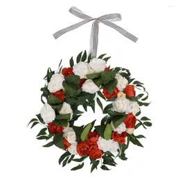 Dekorativa blommor Våren Summer Wreath Artificial Blooming Flower Handmade ytterdörr för inomhusväggdekorationer inomhus