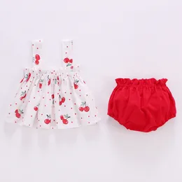 Rompers lawadka Summer Summer Thin Thin Born Baby Cless for Girls Set Print Mini Dress and PP Shorts 2PCS Infant Clothing Outfit 230427