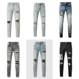 Herren-Miri-Jeans, Herren-Designer-Jeans, hochwertige Mode-Herrenjeans, cooler Stil, Luxus-Designer-Denim-Hose, zerrissene Biker-Jeans, schwarz, blau, Slim-Fit-Motorrad