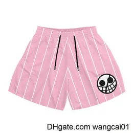 wangcai01 shorts masculinos shorts de anime casuais homens malha malha de ginástica rápida shorts de ginástica rosa Moda rosa Pangts curtos de tamanho grande para exercícios de fitness no verão