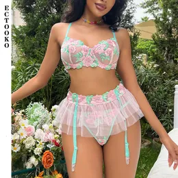 Seksi set vaftiz pembe 3 parçalı dantel sutyen set kadınlar kontrast renk örgü patchwork iç çamaşırı set bayanlar hallow out seksi iç çamaşırı seti 231128