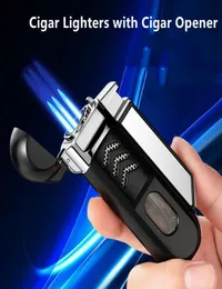 2022 New Windproof 3 Jet Cigar Pipe Gas Lighters Metal Torch Turbo Butane Cigarettes Lighter Cigar Punch Powerful Spray Gun Gadget8491108
