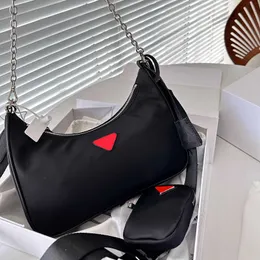 Vintage Womens Designer Bag 2in1 Clutch Crossbody Bags Triangle Designer Purses Lady Luxury Handbag Tote Nylon Black Shoulder Bags Fashion Hobo Bag