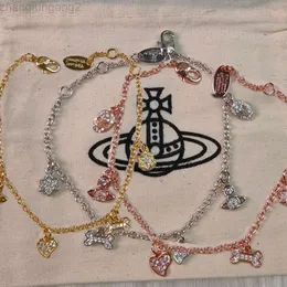 デザイナーViviene Westwoods New Viviennewestwood Empress Dowager Small Accessories Sturn Jewelryパーソナライズされたフルダイヤモンドラブボーンスカル六角形星面